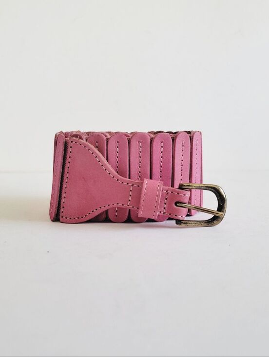 Anthropologie Tabitha Tabby Wide Stretch Belt Size Medium Leather Pink Boho main image 10